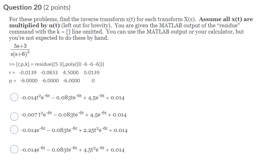 Solved For these problems, find the inverse transform x(t) | Chegg.com