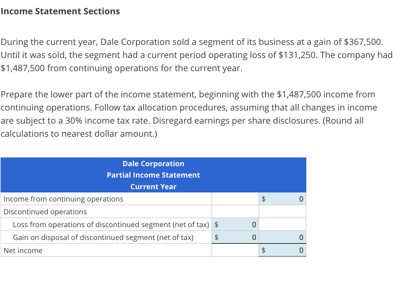 Solved Income Statement Sections During the current year, | Chegg.com