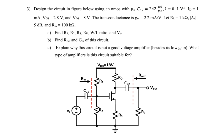 Solved Design the circuit in ﻿figure below using an ﻿nmos | Chegg.com