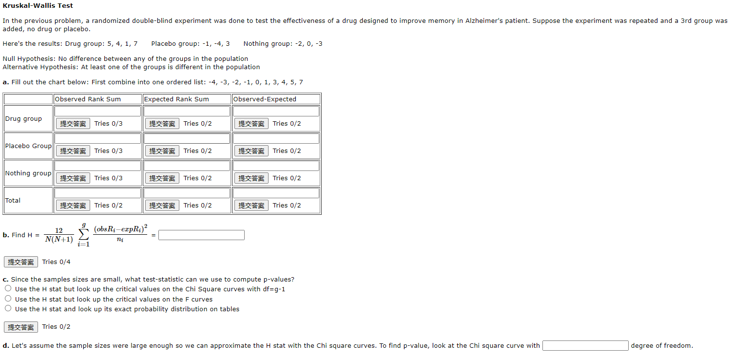 Kruskal-Wallis Test In the previous problem, a | Chegg.com