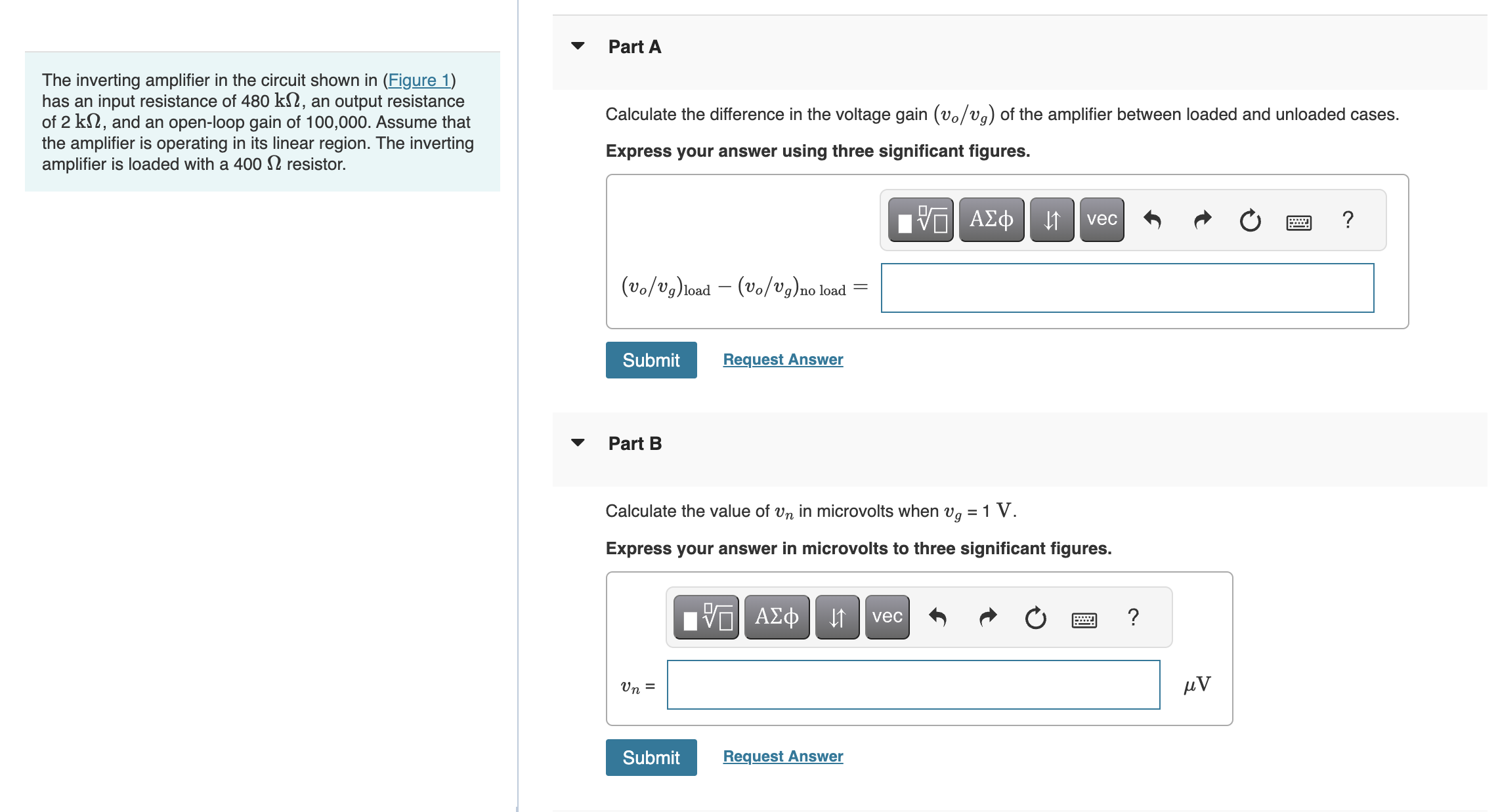 Solved The inverting amplifier in the circuit shown in