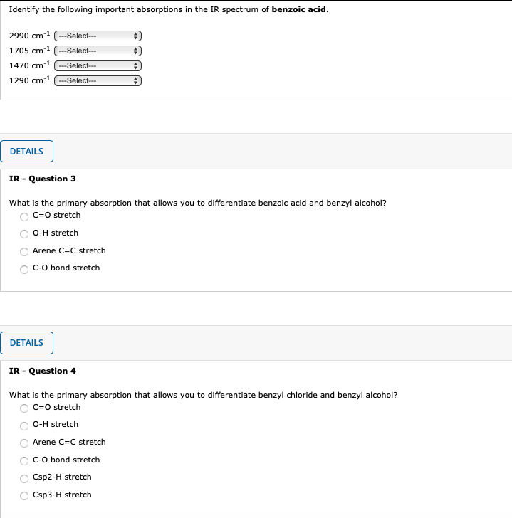 Solved Identify the following important absorptions in the | Chegg.com