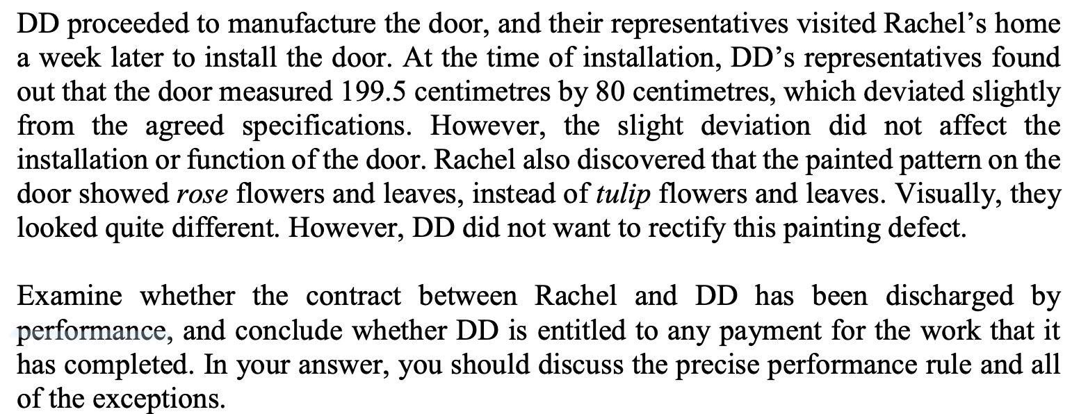 Solved Rachel wishes to install a new door for her home. She