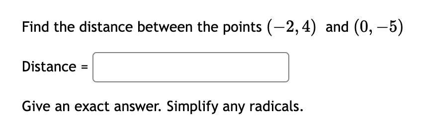 Solved Find The Distance Between The Points (−2,4) And | Chegg.com