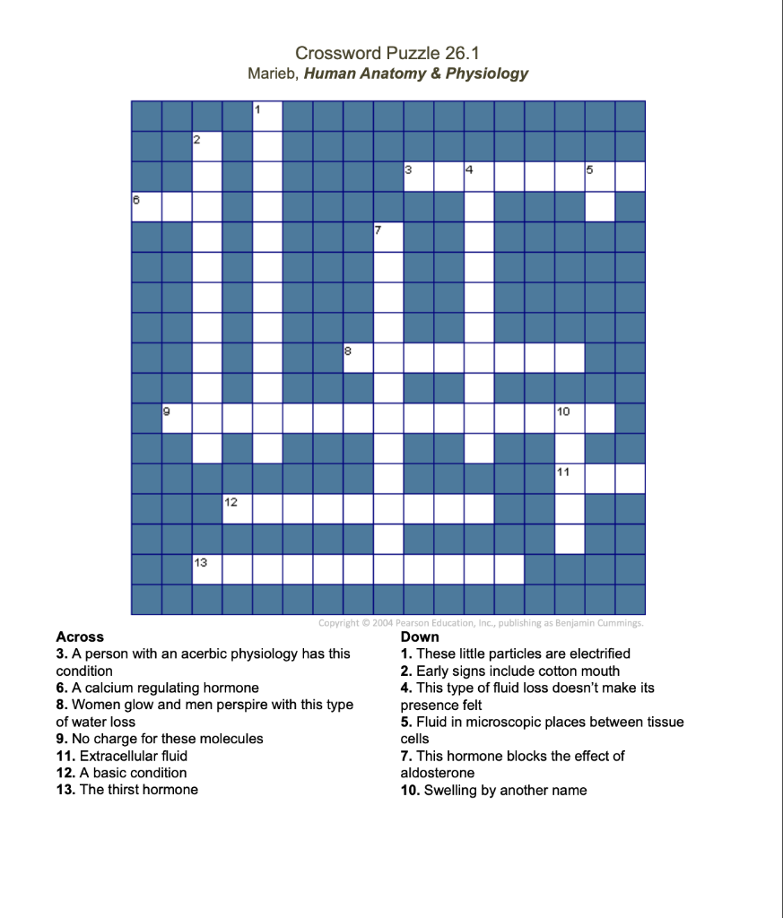 Solved Crossword Puzzle 26 1 Marieb Human Anatomy #92 Chegg com