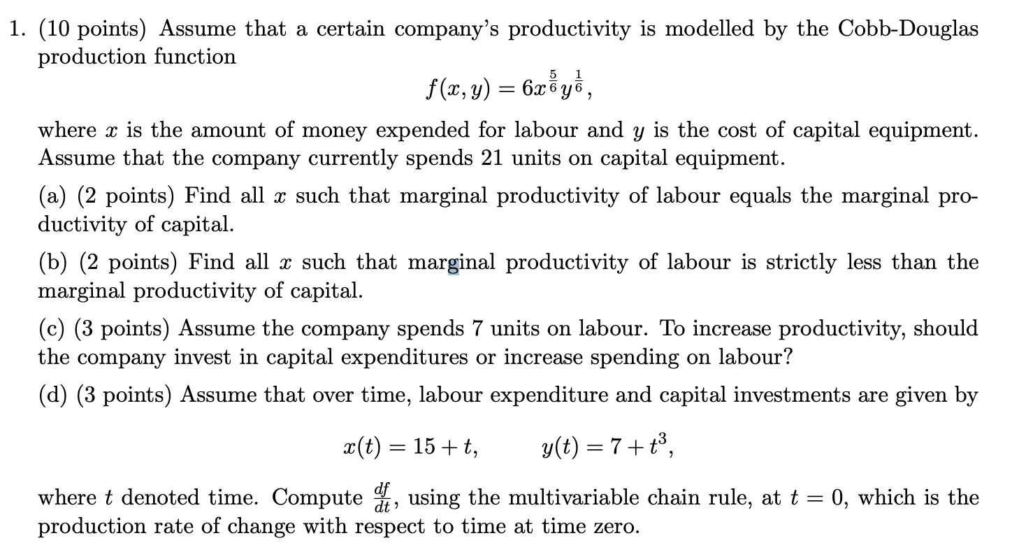 Solved (10 points) Assume that a certain company's | Chegg.com