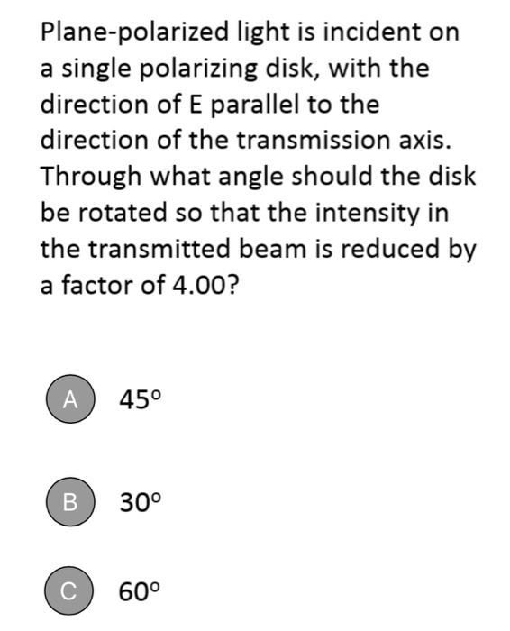 Solved Plane-polarized light is incident on a single | Chegg.com