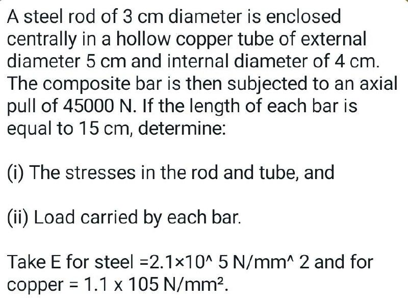 Solved A steel rod of 3 cm diameter is enclosed centrally in