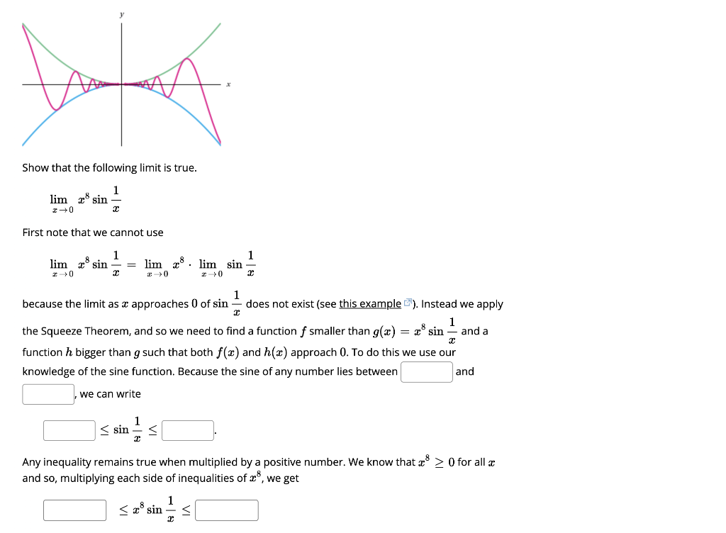 Solved Show that the following limit is true. 1 lim 2* sin | Chegg.com