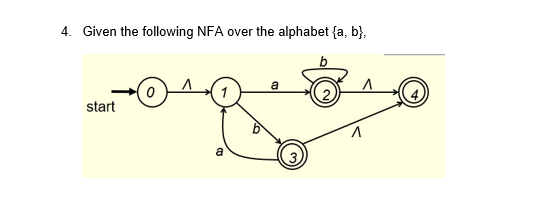 Solved 4. Given The Following NFA Over The Alphabet {a,b},to | Chegg.com