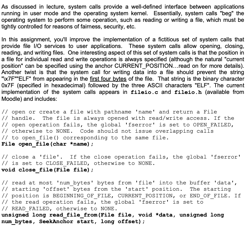 Solved As discussed in lecture, system calls provide a