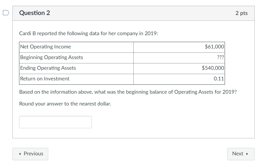 Solved Question 2 2 Pts Cardi B Reported The Following Data | Chegg.com