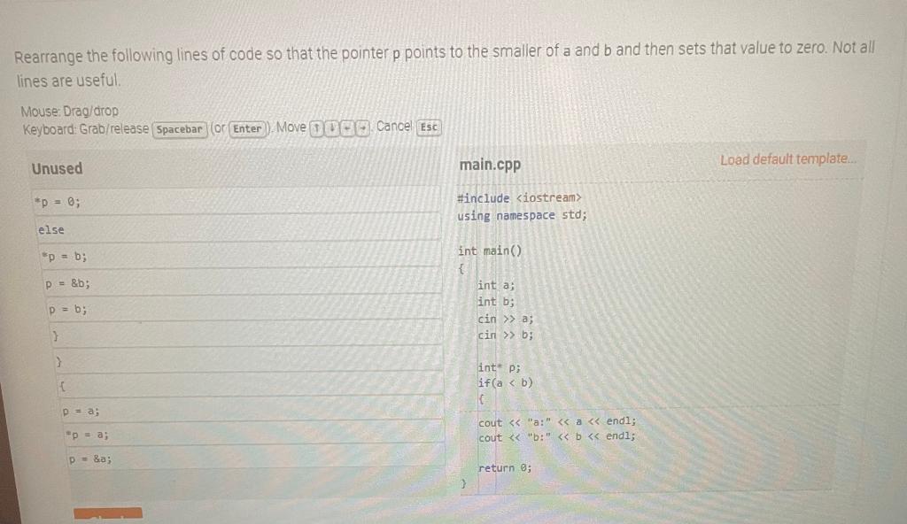 Solved Rearrange the following lines of code so that the | Chegg.com