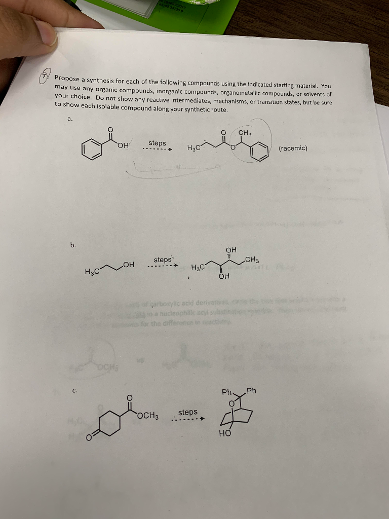 Solved Propose A Synthesis For Each Of The Following | Chegg.com