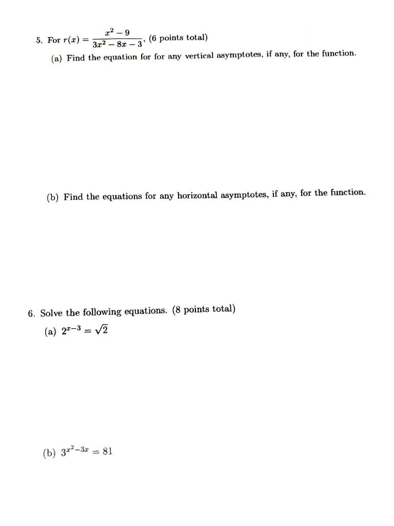 Solved 2-9 5. For R(t) = 3.2 -8.x - 3 (6 Points Total) (a) 