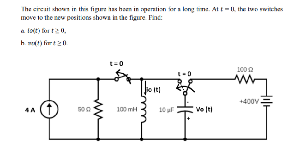 Solved The circuit shown in this figure has been in | Chegg.com