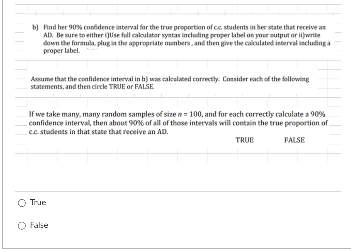 Solved b) Find her 90% confidence interval for the true | Chegg.com