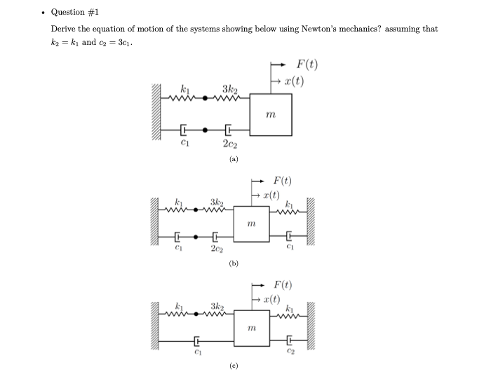 Solved • Question #1 Derive the equation of motion of the | Chegg.com