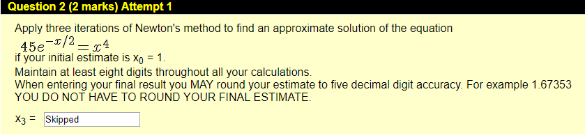 Solved Question 1 (2 marks) Attempt 1 Consider the solution | Chegg.com