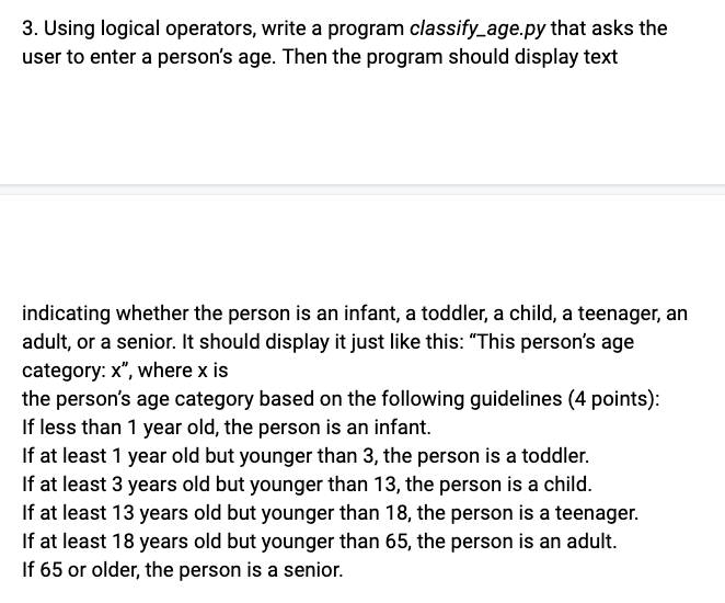 Solved 3. Using logical operators, write a program | Chegg.com