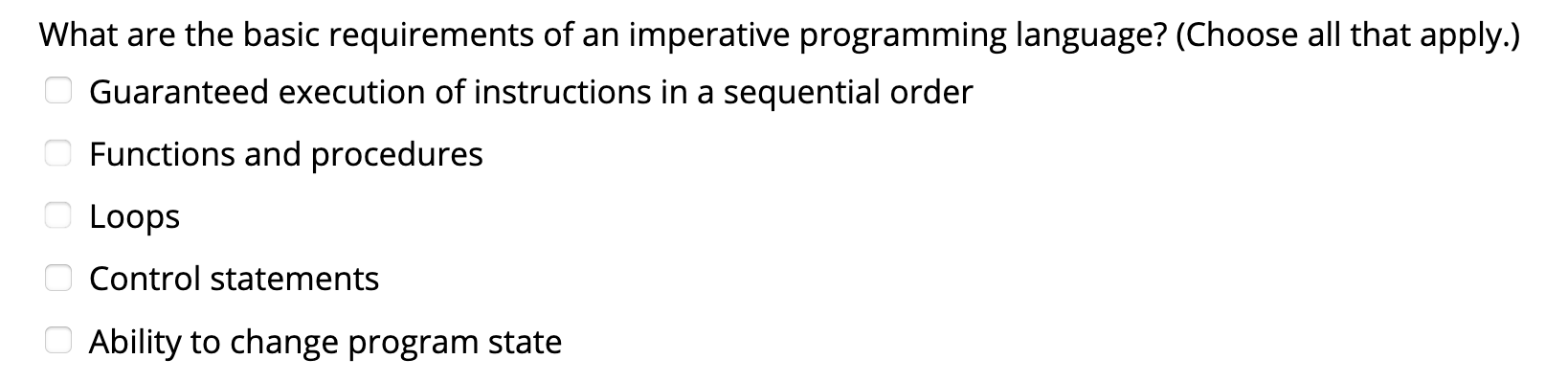 Solved What are the basic requirements of an imperative | Chegg.com