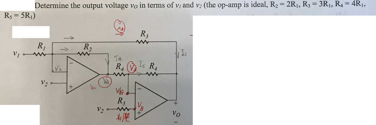 Solved Determine The Output Voltage V0 In Terms Of V1 And V2 | Chegg.com