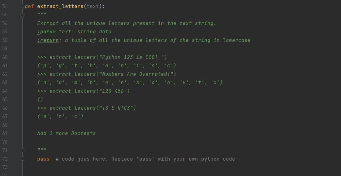 Solved Complete Task 3: extract_letters() 1) Complete the | Chegg.com