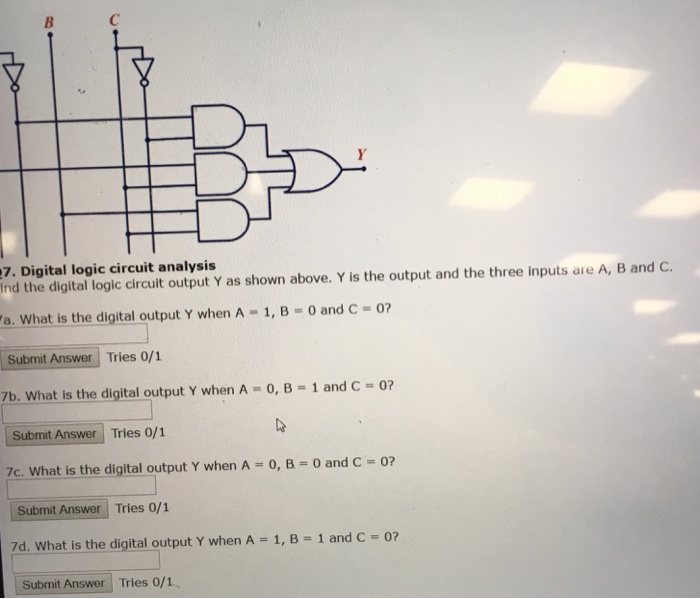 Solved 7. Digital logic circuit analysis Ind the digital | Chegg.com