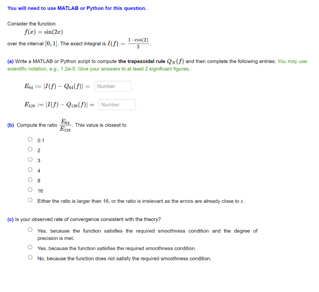 Solved You will need to use MATLAB or Python for this | Chegg.com