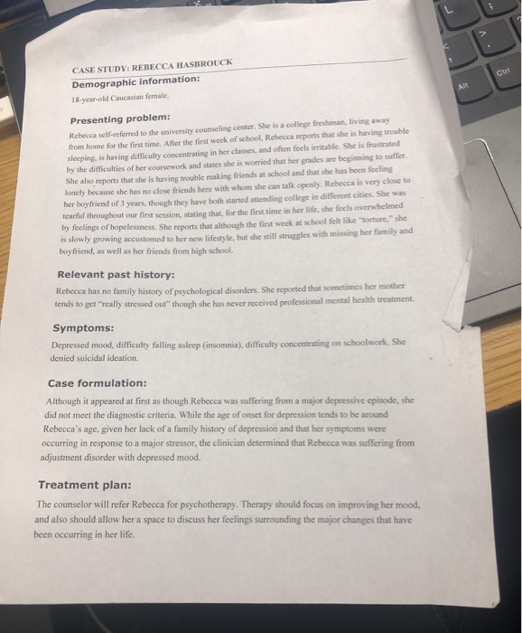 Solved CASE STUDY REBECCA HASBROUCK Demographic