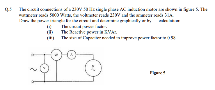 Solved Q.5 The circuit connections of a 230V 50 Hz single | Chegg.com