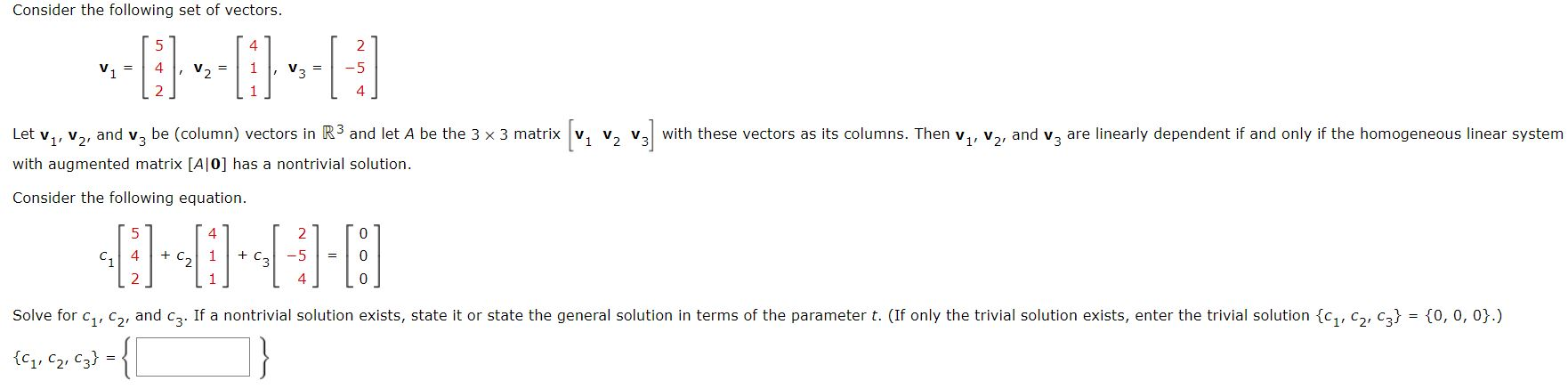 Solved Consider the following set of vectors. 5 4 V = 1 -5 4 | Chegg.com