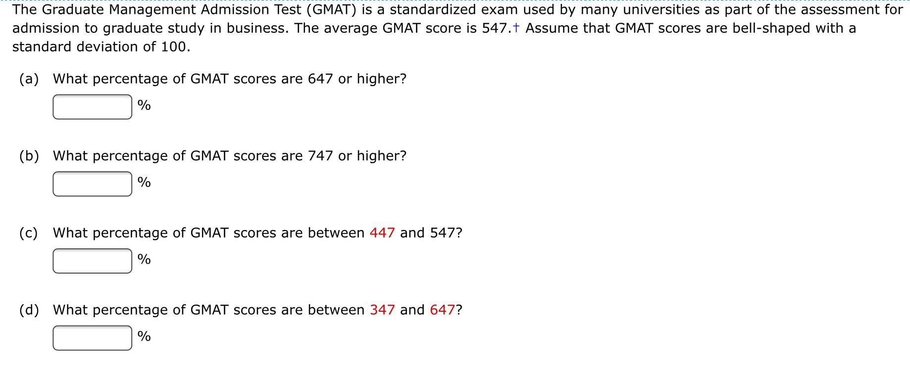 Solved The Graduate Management Admission Test (GMAT) Is A | Chegg.com