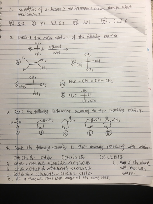 Solved Solvolysis Of 2 Bromo 2 Methylpropane Occurs Through 7742