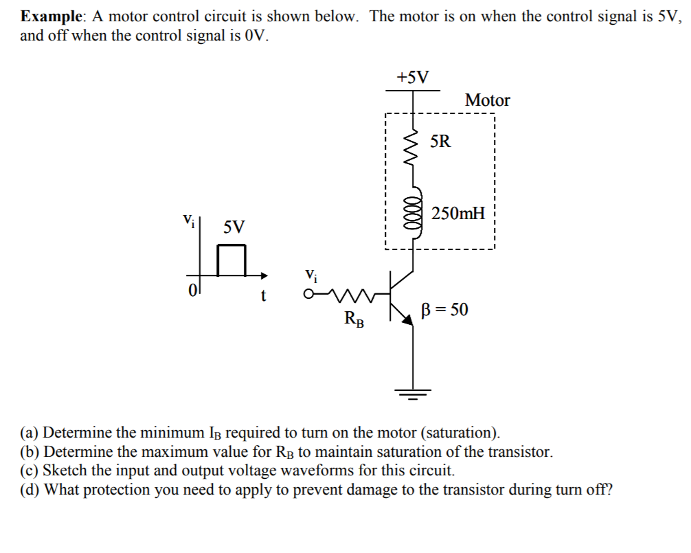 Solved Example: A Motor Control Circuit Is Shown Below. The | Chegg.com