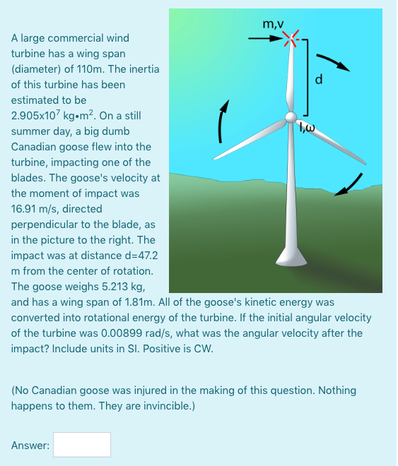 Solved m . A large commercial wind turbine has a wing span | Chegg.com