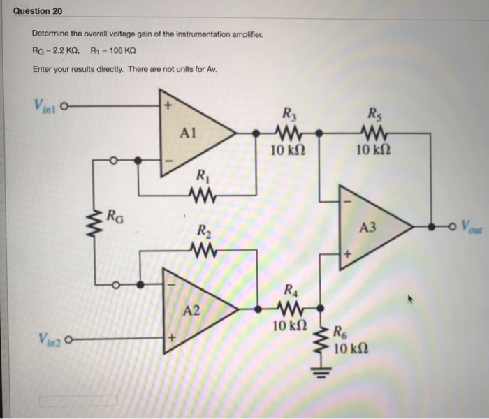 Solved Question 20 Determine the overall voltage gain of the | Chegg.com