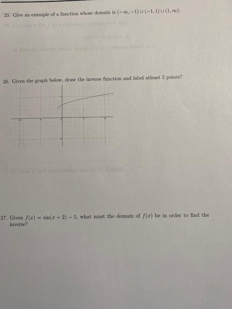 Solved 25. Give an example of a function whose domain is | Chegg.com