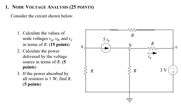 Solved 1 Node Voltage Analysis 25 Points Consider The Chegg Com