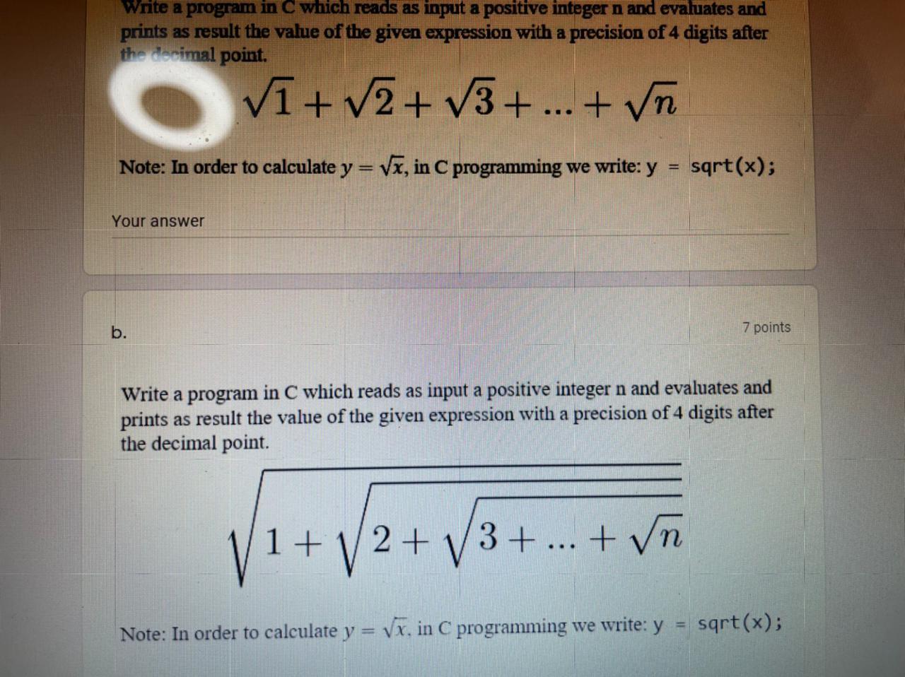 Solved write a program in C which reads as input a positive | Chegg.com