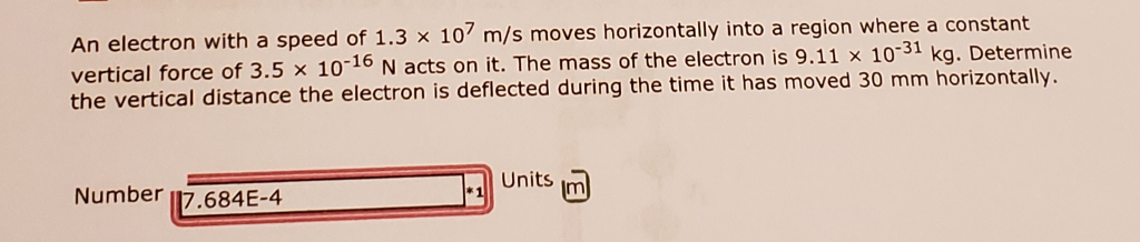 Solved An electron with a speed of 1.3 x 107 m/s moves | Chegg.com