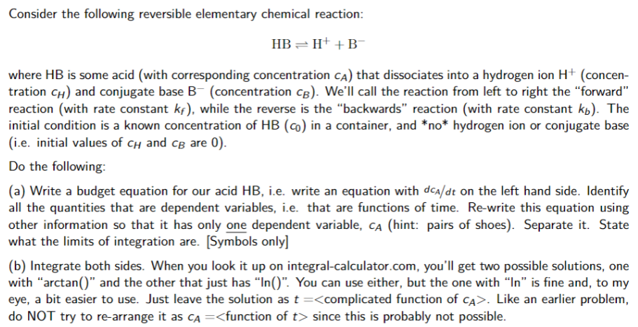 Solved Consider the following reversible elementary chemical | Chegg.com