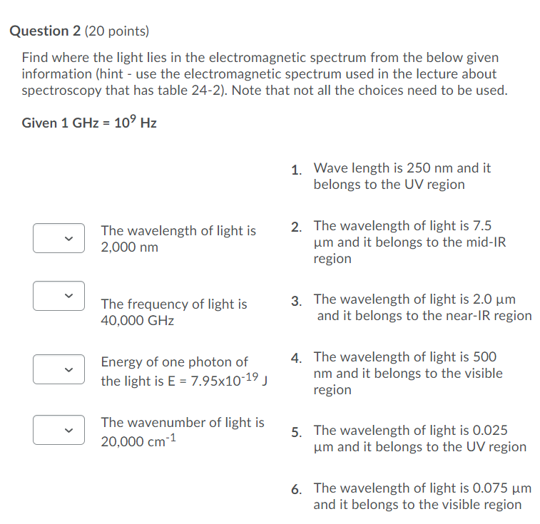Solved Question 2 (20 points) Find where the light lies in | Chegg.com