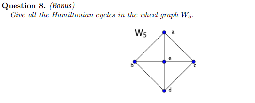 Solved Question 8. (Bonus) Give all the Hamiltonian cycles | Chegg.com