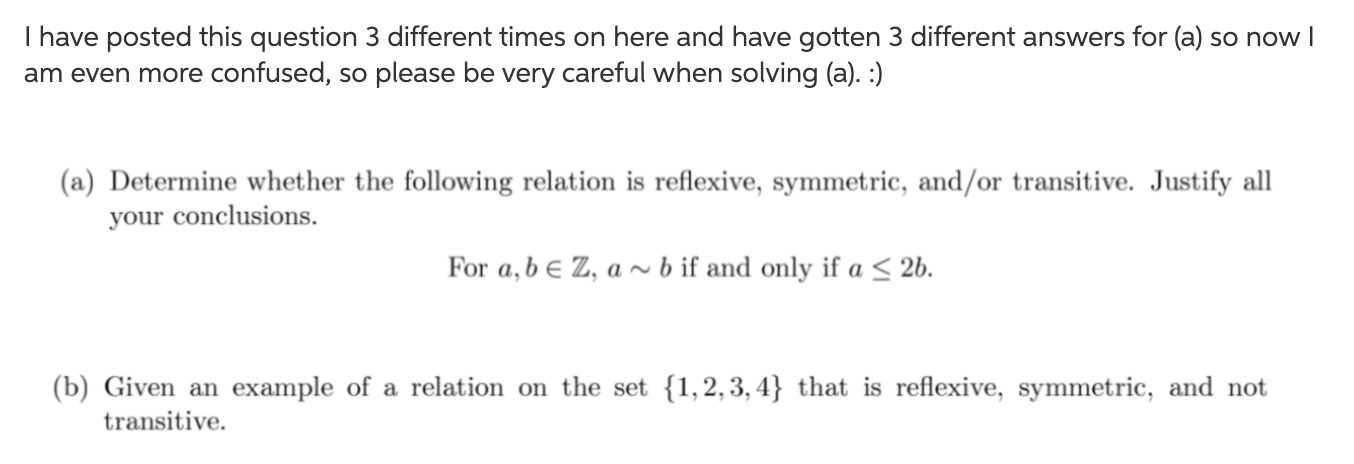 Solved T have posted this question 3 different times on here | Chegg.com