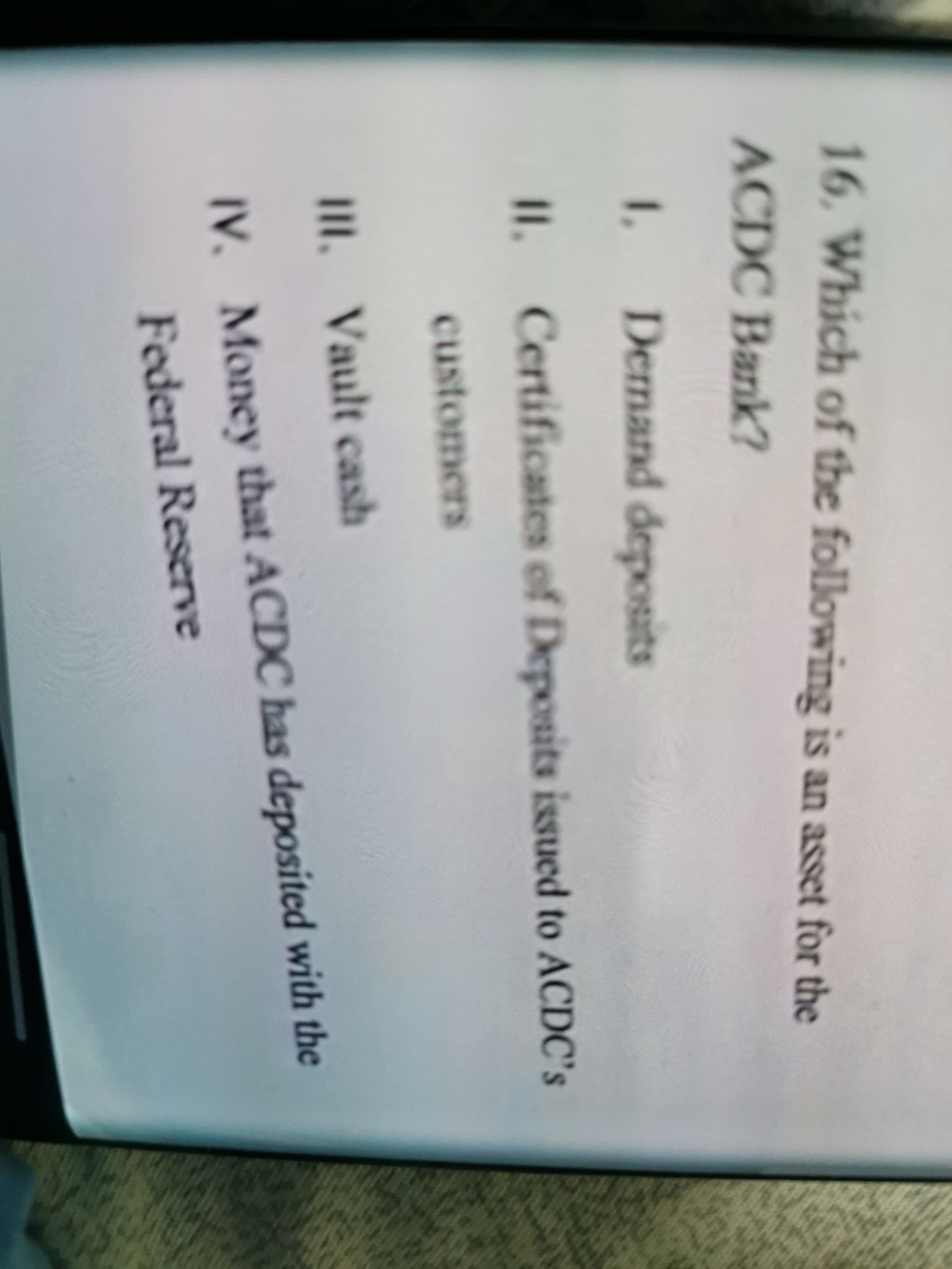 Solved Which of the following is an asset for the ACDC | Chegg.com