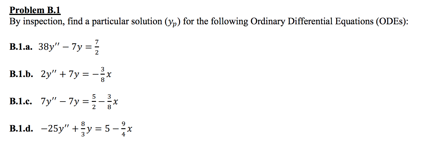 Solved Problem B.1 By Inspection, Find A Particular Solution | Chegg.com