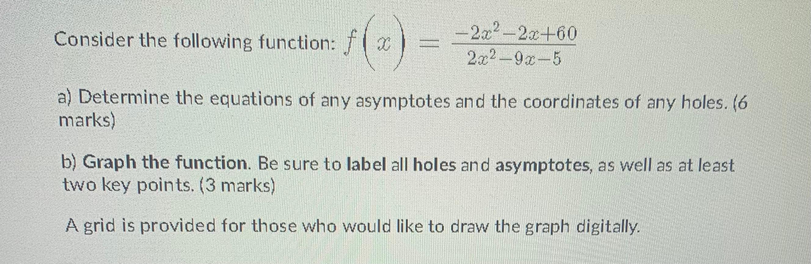 Solved Consider the following function: f ( x () -202–20+60 | Chegg.com