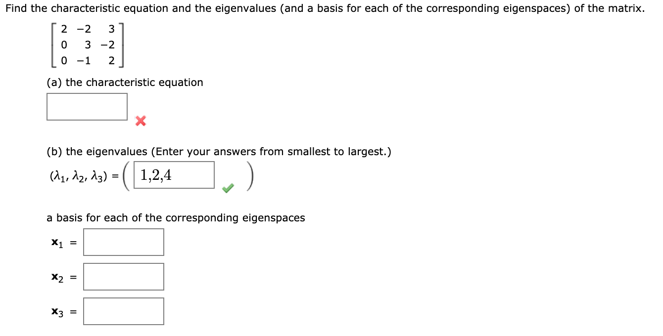 Solved Find the characteristic equation and the eigenvalues | Chegg.com