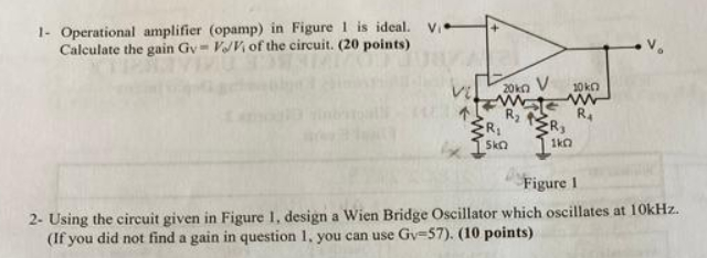 Solved 1- ﻿Operational Amplifier (opamp) ﻿in Figure 1 ﻿is | Chegg.com